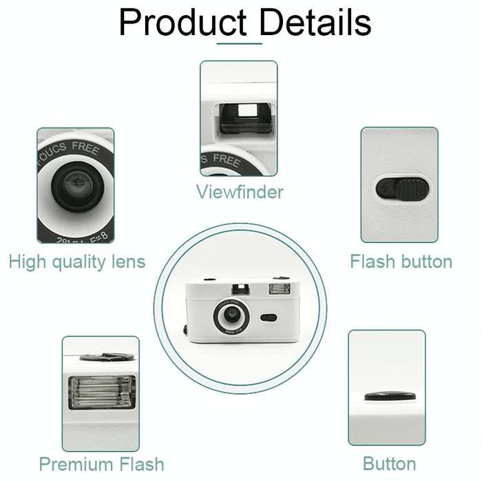 R2-FILM Retro Manual Reusable Film Camera for Children without Film(Black+Blue)