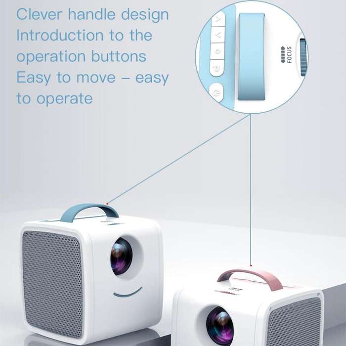 Q2 LED 1080P Mini Portable Projector Children Projector, Plug Type:AU Plug(Blue White)