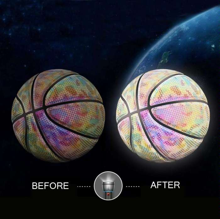 MILACHIC Number 7 Holographic Reflective Basketball Visible at Night Rainbow Star Basketball(Colo...