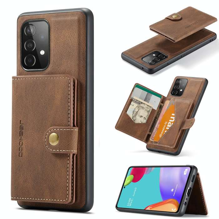 For Samsung Galaxy A33 5G JEEHOOD Retro Magnetic Detachable Phone Case with Wallet & Card Slot & ...