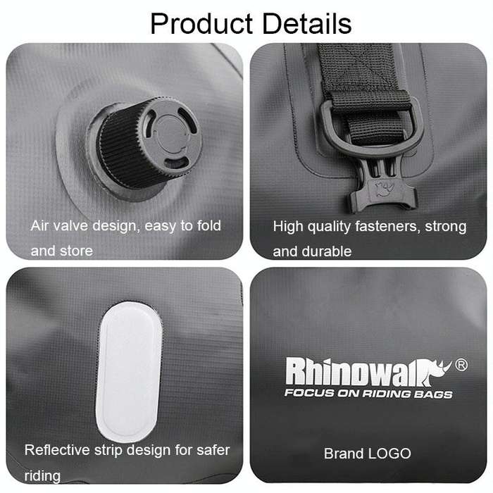 Rhinowalk MT20450 45L Large Capacity Portable Waterproof Motorcycle Tail Bag(Black)