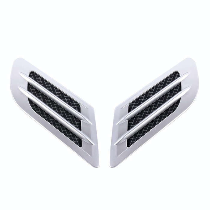 2 PCS Euro Style Plastic Decorative Air Flow Intake Turbo Bonnet Hood Side Vent Grille Cover With...