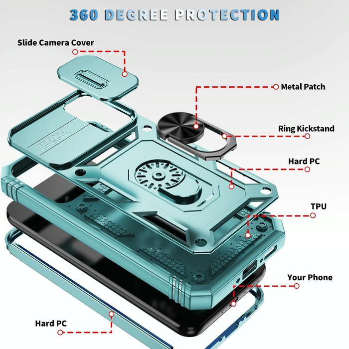 For Samsung Galaxy A34 Sliding Camshield TPU + PC Phone Case with Holder(Green)