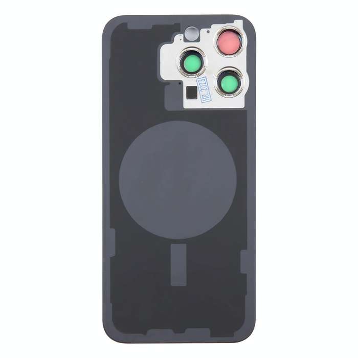 For iPhone 15 Pro Max Glass Battery Back Cover with Camera Lens Cover(Blue)