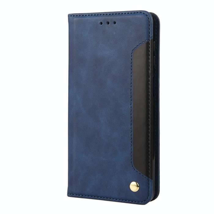 For Samsung Galaxy A04 Skin Feel Splicing Leather Phone Case(Blue)