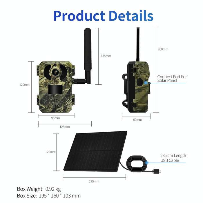 ESCAM QF380 4MP Network Solar PIR Alert Smart Wildlife Hunting Camera, 4G:AU Version(Camouflage)