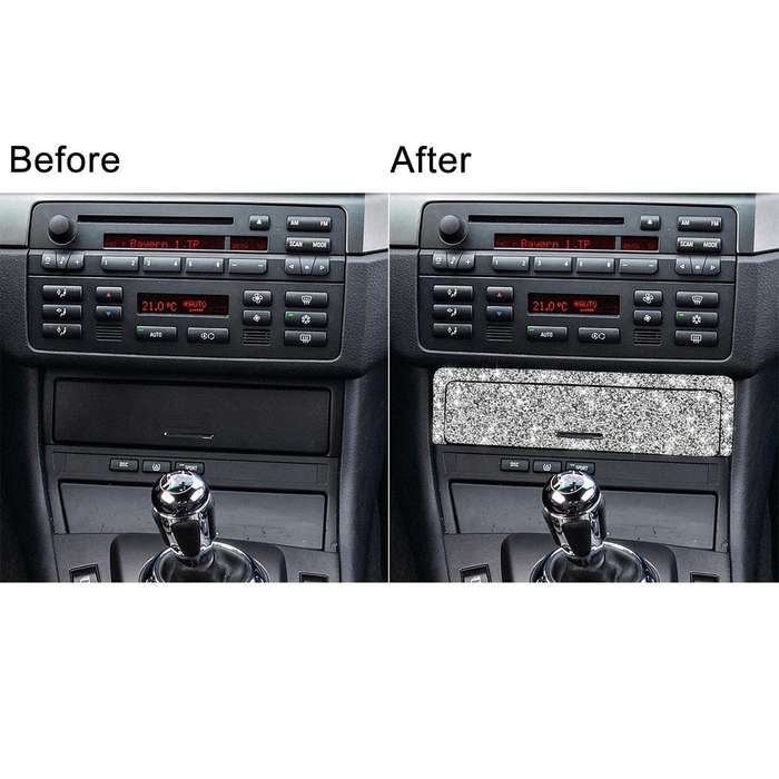For BMW Series 3 E46 1998-2005 Car Gear Button Frame Diamond Decoration Sticker, Left Drive