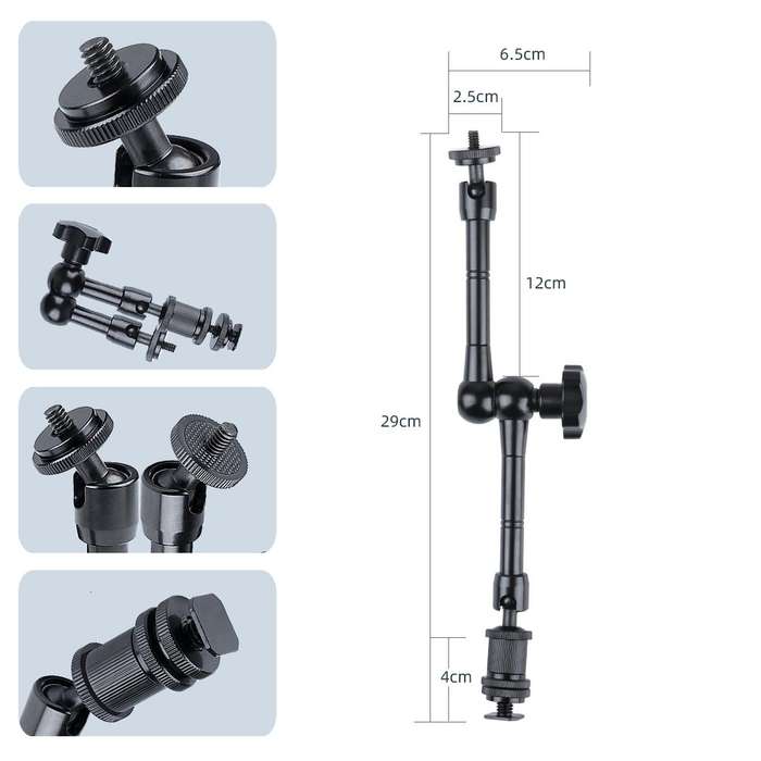 11 inch Adjustable Friction Articulating Magic Arm + Large Claws Clips