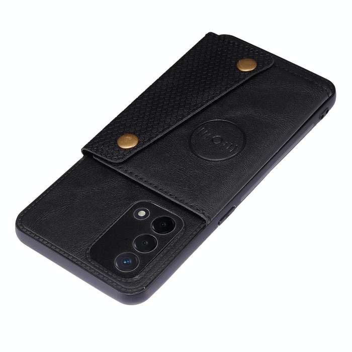 For OPPO A74 4G Double Buckle PU + TPU Shockproof Magnetic Protective Case with Card Slot & Holde...