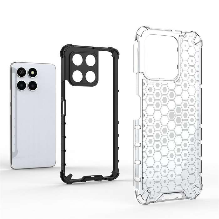For Honor X6A 4G Shockproof Honeycomb Phone Case(Blue)