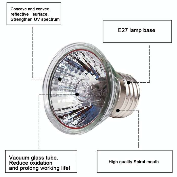 UVA+UVB Full Spectrum Solar Reptile Lamp Lizard Light Turtle Basking Lamp, Specification: 25W