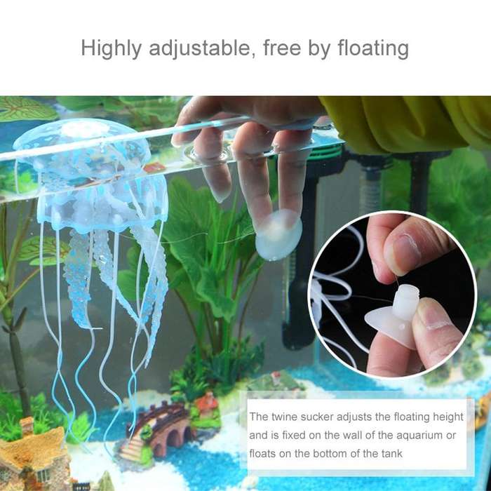 3 PCS Aquarium Articles Decoration Silicone Simulation Fluorescent Sucker Jellyfish, Size: 10*23c...