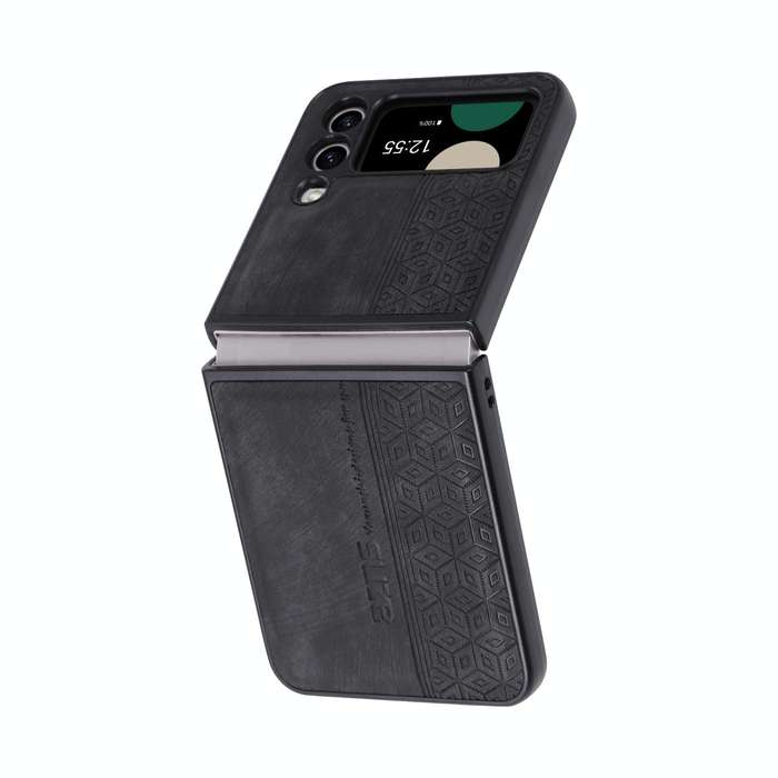 For Samsung Galaxy Z Flip4 5G AZNS 3D Embossed Skin Feel Phone Case(Black)