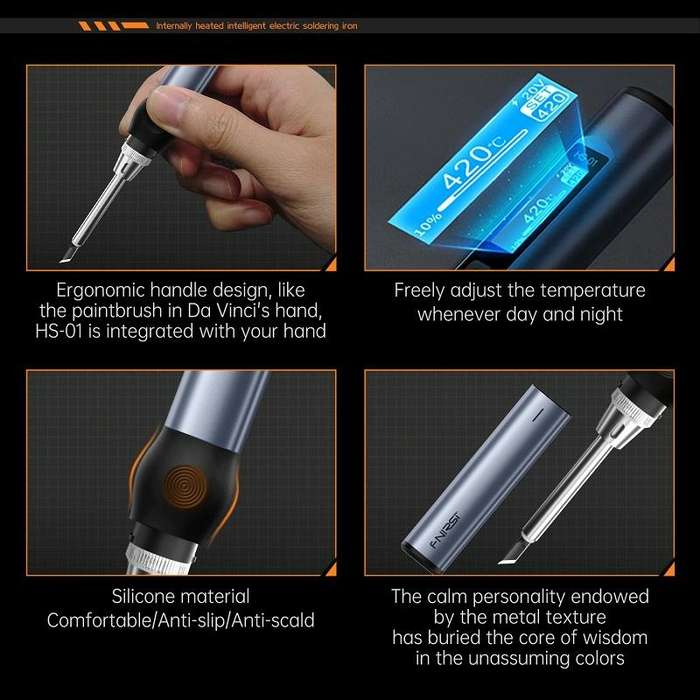FNIRSI HS-01 Smart Soldering Iron Digital Display Portable Mini Soldering Station(Blue KR)
