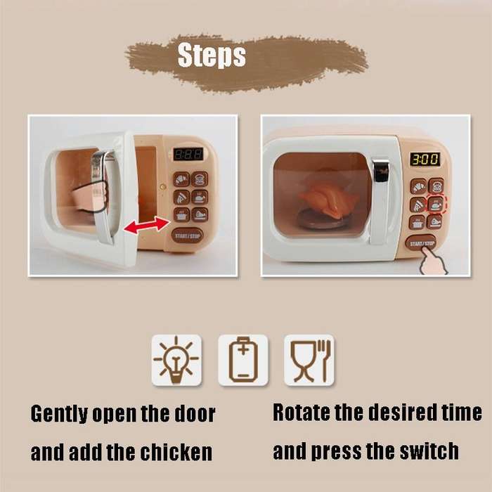 Simulation Puzzle Kitchen Toy Play House Kitchen Appliances Model Microwave Oven