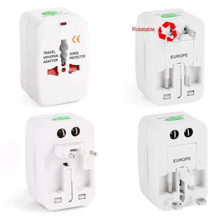 All in 1 (EU + AU + UK + US Plug) World Universal Travel Adaptor(White)