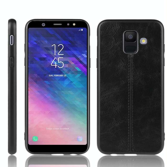 For Galaxy A6 Shockproof Sewing Cow Pattern Skin PC + PU + TPU Case(Black)