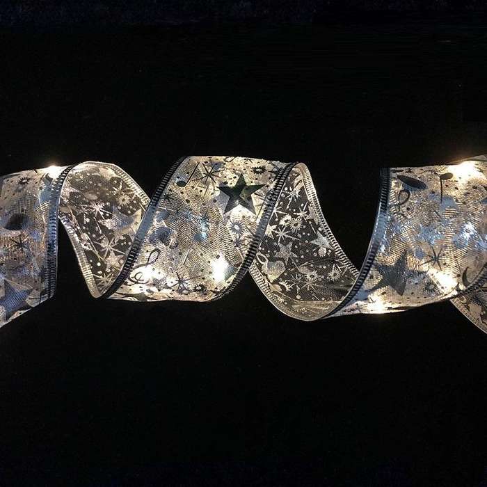 Christmas LED Lights Bronzing Double Ribbon String Lights, Specification: 2m(Silver Warm Light)