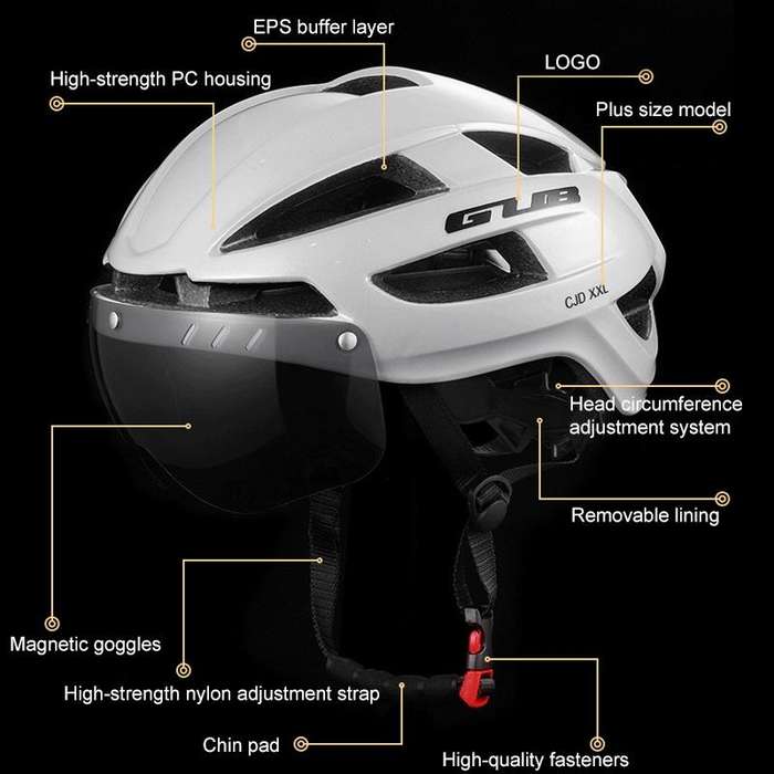 GUB CJD Integrally-Molded Bicycle Goggles Helmet With Tail Light(Black)