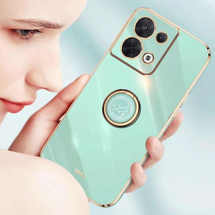 For OPPO Reno8 Pro XINLI Straight Edge 6D Electroplate TPU Phone Case with Ring Holder(Celestial ...