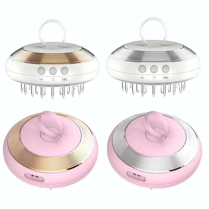 Scalp Medicine Apparatus Hair Growth Fluid Introducer Head Massager(White Gold)