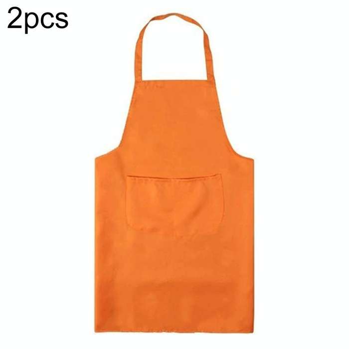 2PCS Kitchen Chef Aprons Cooking Baking Apron With Pockets(Orange)
