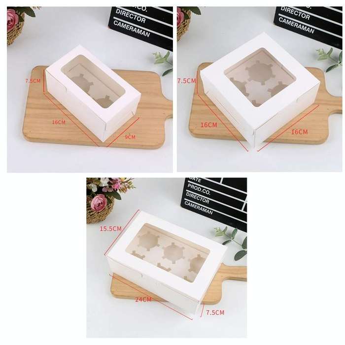 25 PCS Window Cupcake Packaging Box Muffin Cake Box With Inner Support, Specification: 2 In One (...