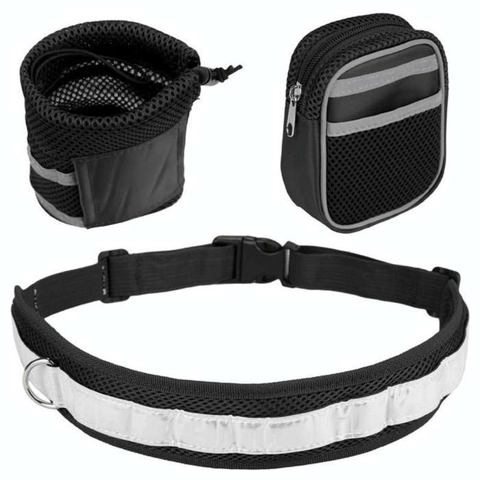 Dog Running Reflective Adjustable Belt Traction Rope with Small Bag, Specification:4-Piece Set(Red)