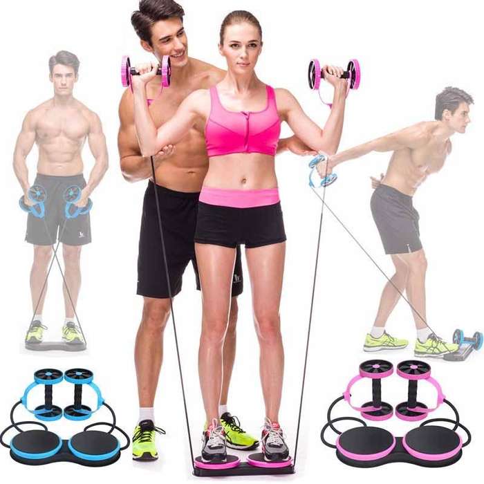 Multifunctional Abdominal Wheel Pull Rope Home Abdominal Training Fitness Equipment Blue