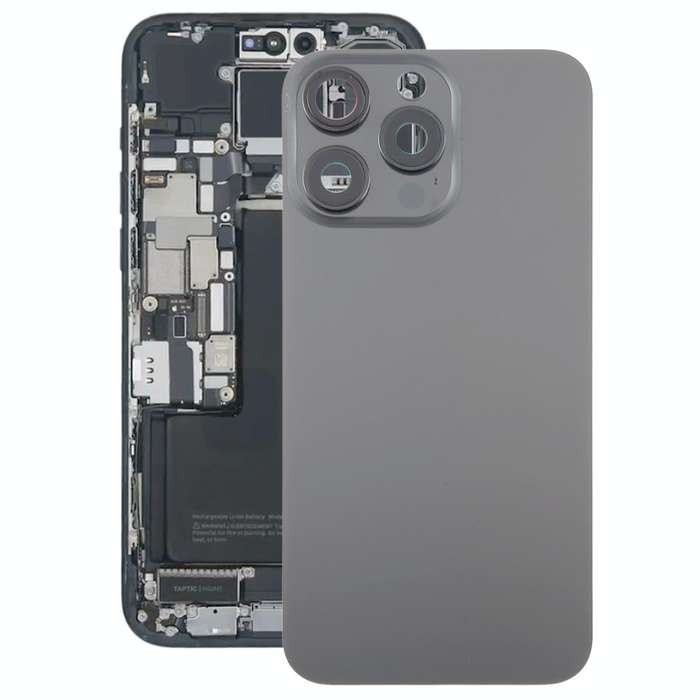 For iPhone 15 Pro Glass Battery Back Cover with Camera Lens Cover(Black)