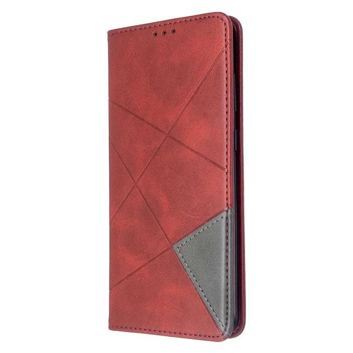 For Galaxy S20+ Rhombus Texture Horizontal Flip Magnetic Leather Case with Holder & Card Slots(Red)