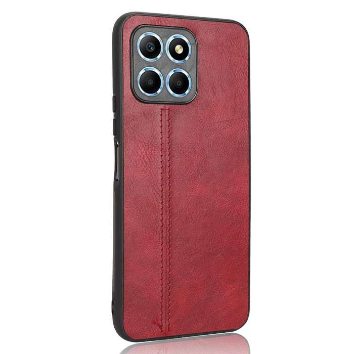 For Honor X8 5G/X6 5G/Play6C Sewing Cow Pattern Skin PC + PU + TPU Phone Case(Red)