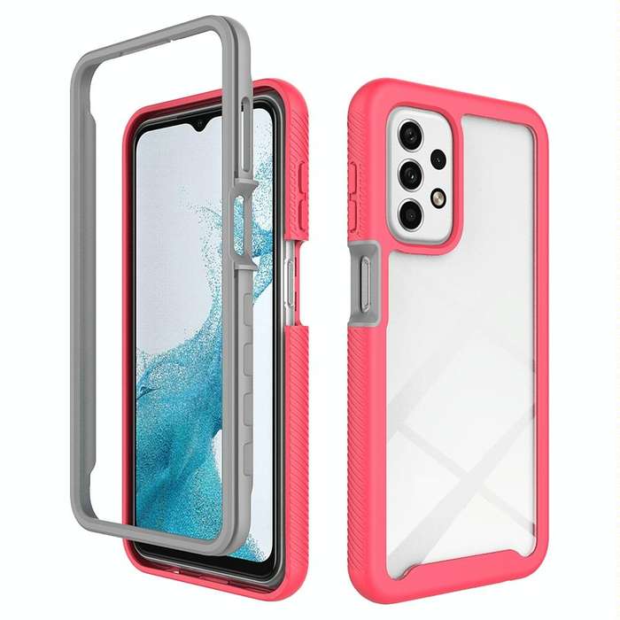 For Samsung Galaxy A23 4G Starry Sky Solid Color Series Shockproof PC + TPU Phone Case(Frosted Pink)