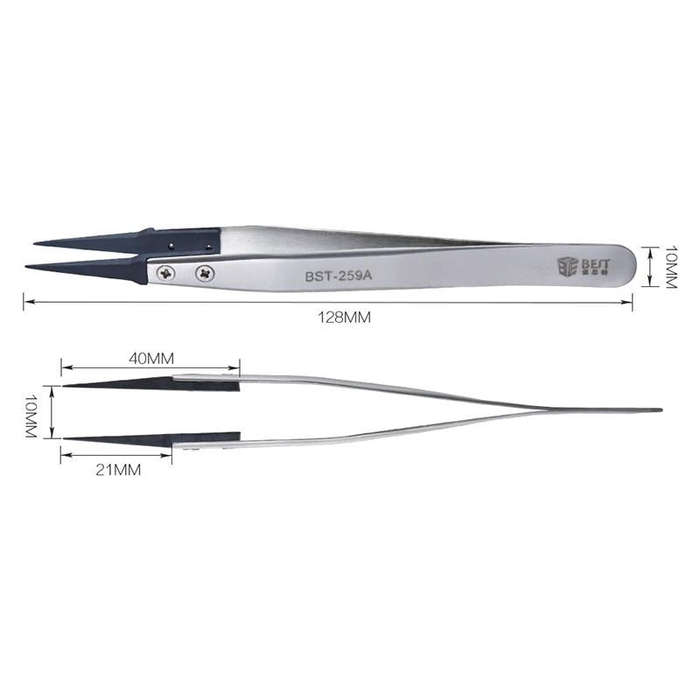 BEST BST-259A  Stainless Steel Snti Static Tweezer