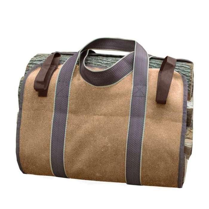 Outdoor Large Capacity Canvas Logging Package Firewood Storage Bag(Khaki)