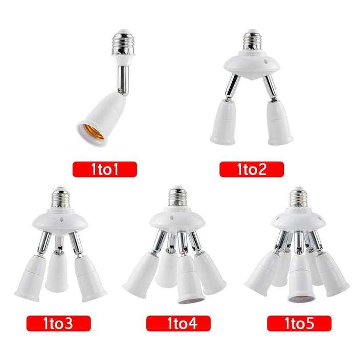E27 to E27 Splitter Adjustable LED Light Bulb Holder Adapter Converter Socket Light Bulb Holder, ...