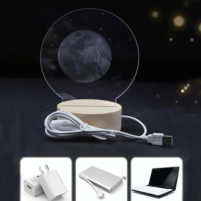 3D Atmosphere Decorative Light Acrylic Inner Carved LED Night Light Creative Girl Table Lamp(Doub...