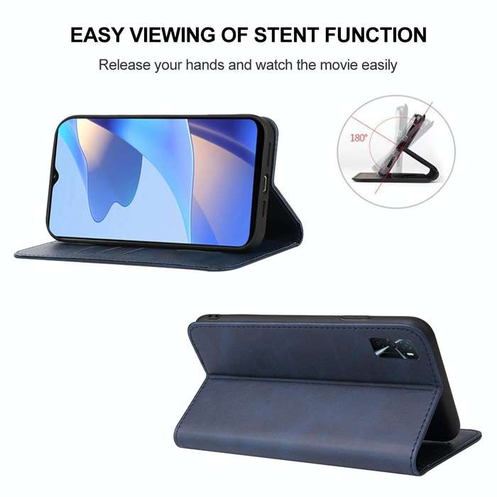 For OPPO A54s Magnetic Closure Leather Phone Case(Blue)