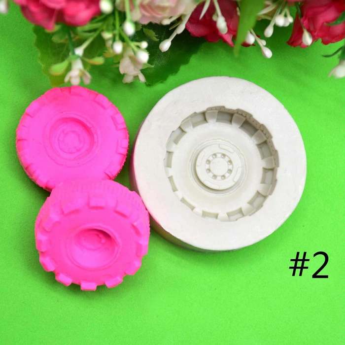 2 PCS DIY Tires Shape Sugar Craft Cake Silicone Mold Fondant Baking Decorating Tools Random Color...