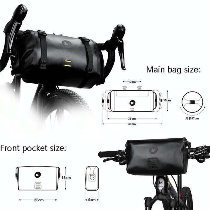 Rhinowalk X21998 Full 12L Waterproof Large Capacity Front Hanging Bag Off-Road Long-Distance Cycl...