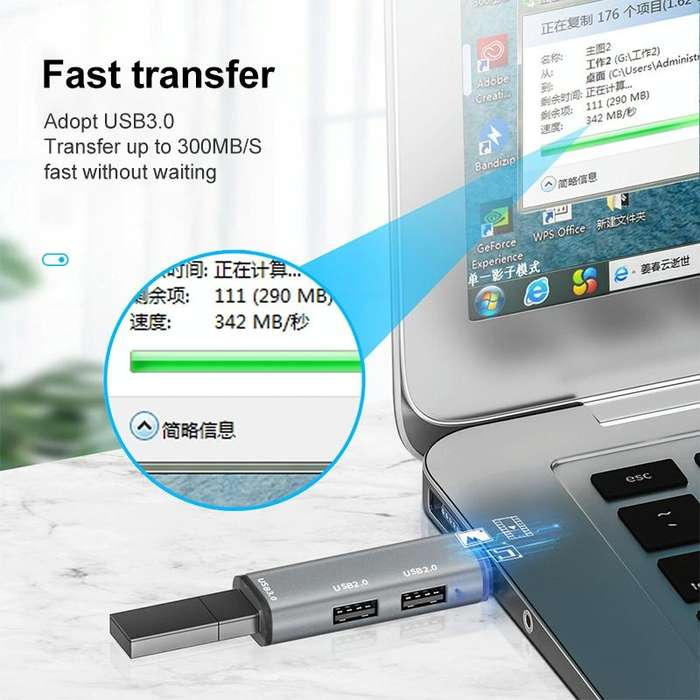 ADS-302C 3 In 1 Multi-function Type-C / USB-C HUB Docking Station (Silver)