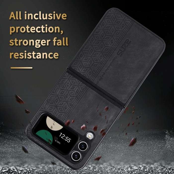 For Samsung Galaxy Z Flip4 5G AZNS 3D Embossed Skin Feel Phone Case(Black)