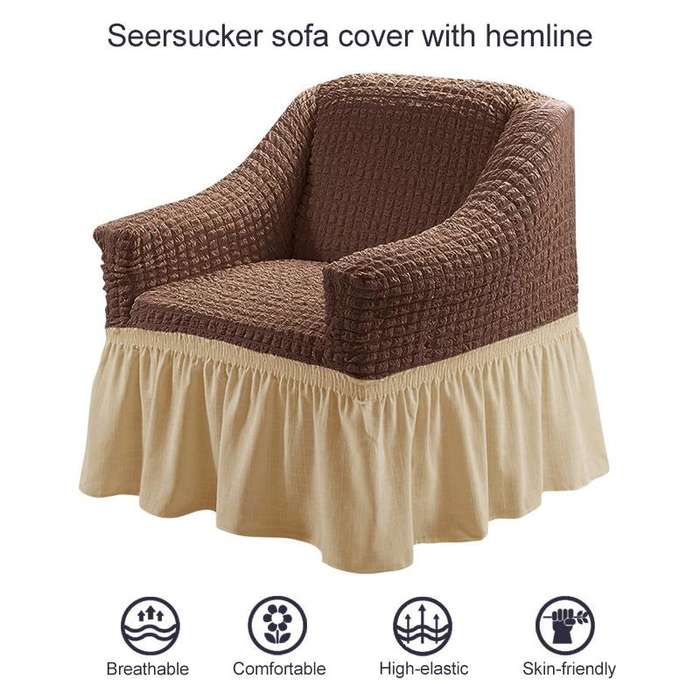Four Seasons Universal Elastic Full Coverage Skirt Style Sofa Cover, Size: Single S 90-140cm(Two-...