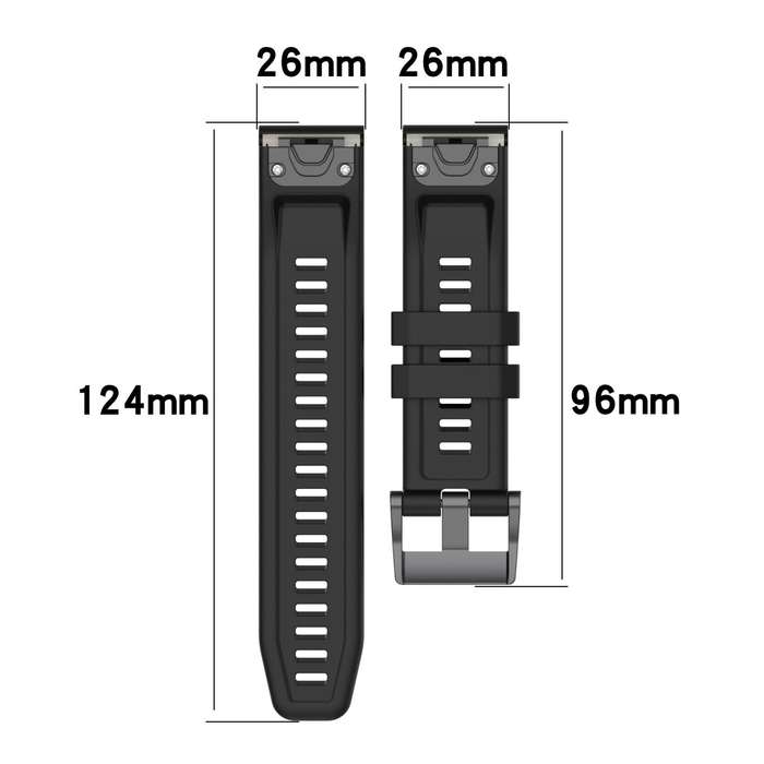 For Garmin Fenix 6X Pro 26mm Two-Color Sports Silicone Watch Band(Black+Grey)