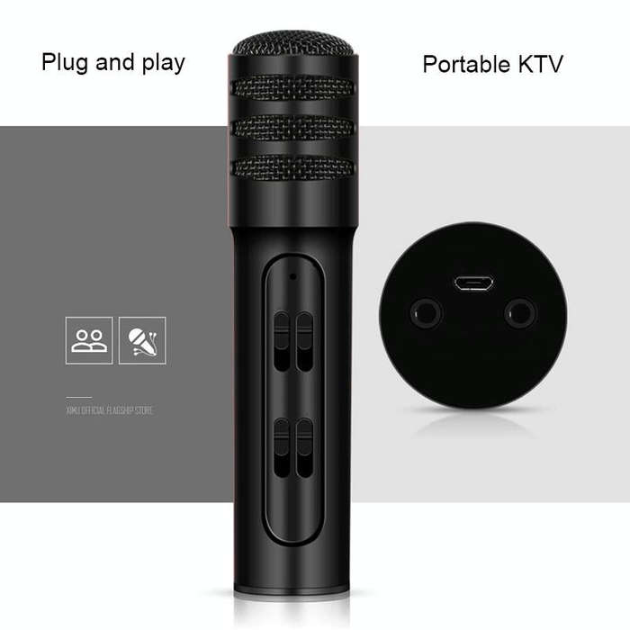 BGN-C7 Condenser Microphone Dual Mobile Phone Karaoke Live Singing Microphone Built-in Sound Card...