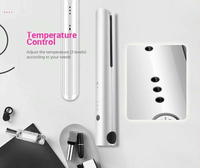 K-SKIN Portable Rechargeable Hair Straightener Curler Cordless Adjustable Temperature Fast Heat C...