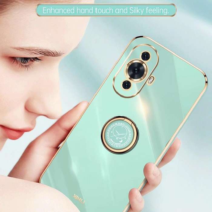 For Huawei nova 11 XINLI Straight Edge 6D Electroplate TPU Phone Case with Ring Holder(Hawthorn Red)