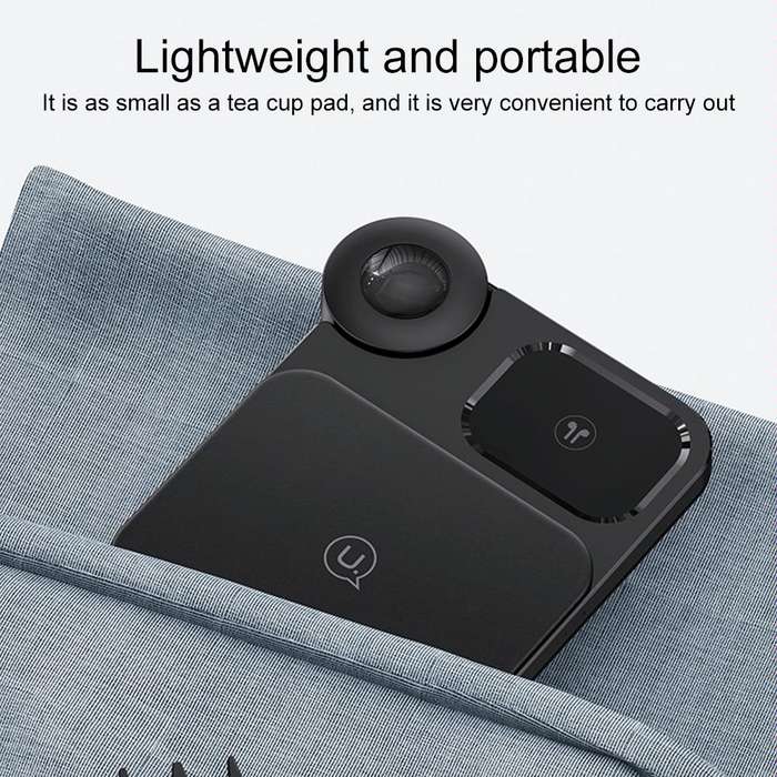USAMS US-CD190 15W 3 in 1 Multifunctional Desktop Wireless Charger(Black)