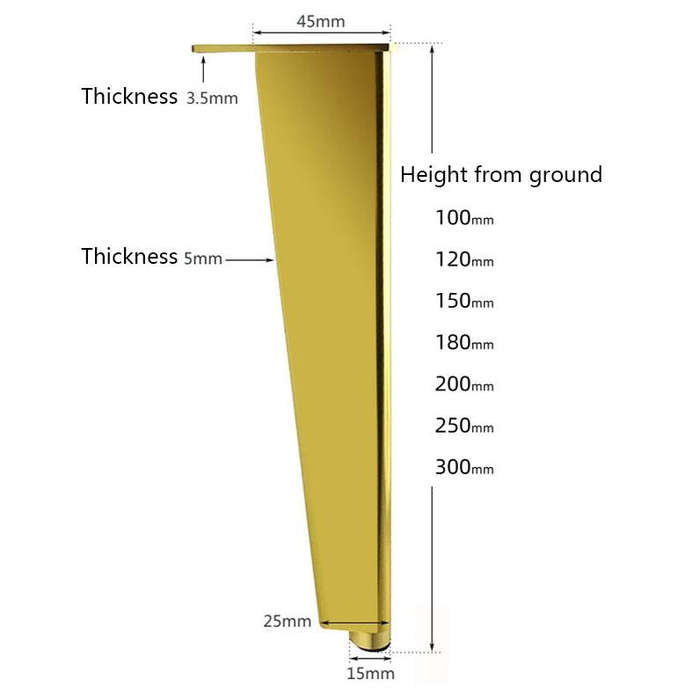 Adjustable All Aluminium Furniture Stand Legs, Height: 27cm(Black)