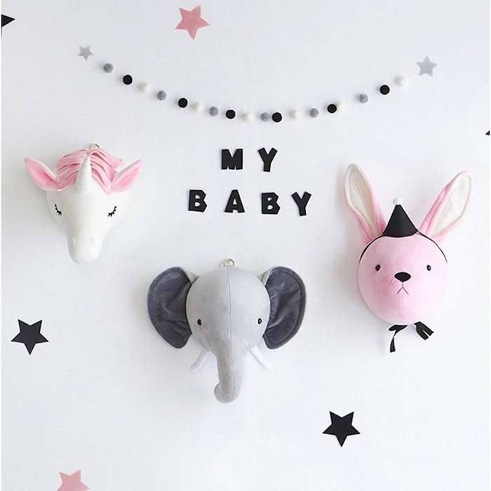 Children Room Wall Stuffed Plush Toy Baby Bedroom Decoration Animal Head Wall Decorate Toy Doll f...